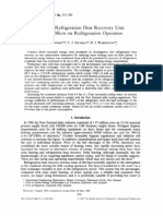 A Dairy Refrigeration Heat Recovery Unit and Its Effects On Refrigeration Operation