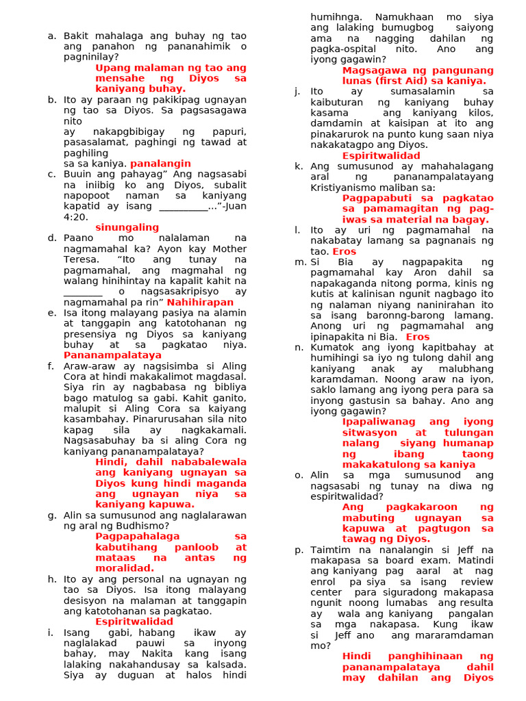 Ikatlong Pagsusulit Reviewer | PDF