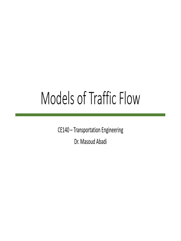 Lec3 Models of Traffic Flow | PDF | Probability Distribution | Poisson ...