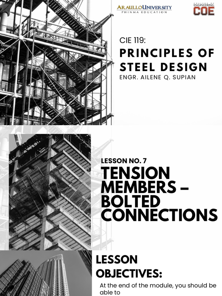 Cie 119 Lesson 7 Tension Members Bolted Connections | PDF | Strength Of ...