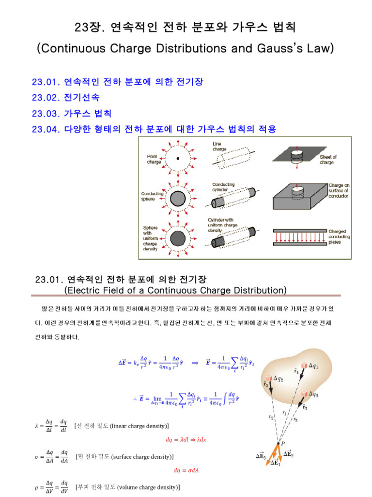 23 - (Continuous Charge Distributions and Gauss's Law) | PDF