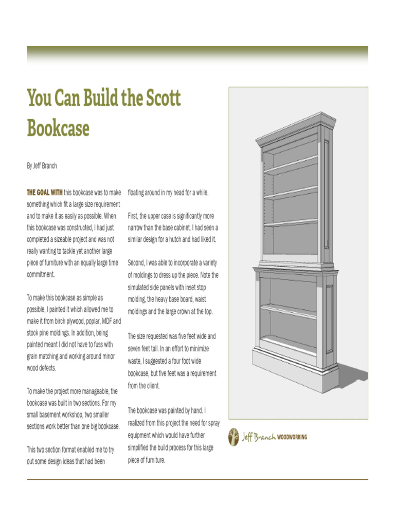 Scott Bookcase 120413 | PDF | Woodworking
