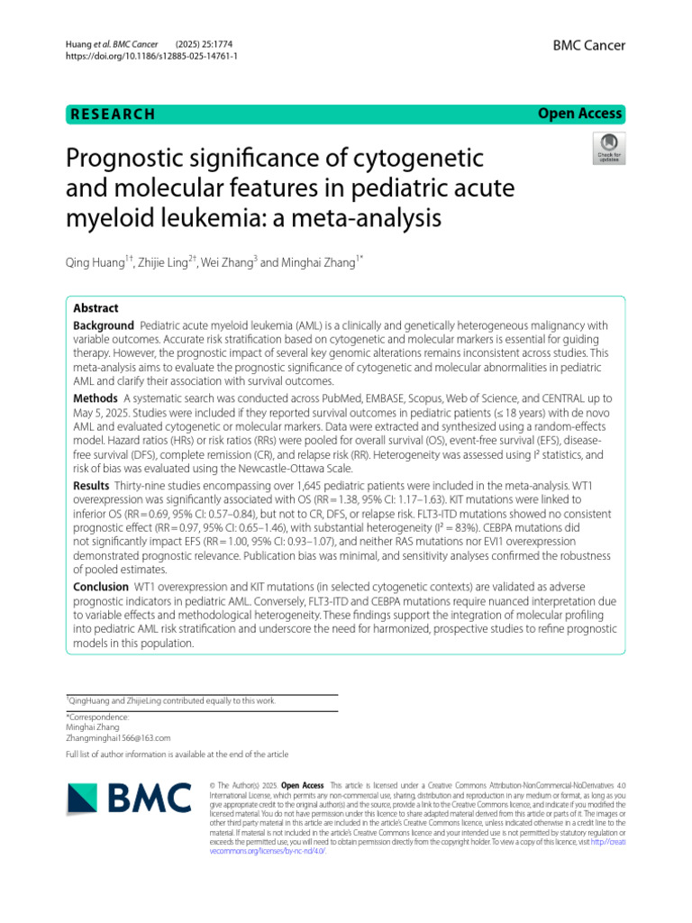 Prognostic Significance of Cytogenetic and Molecular Features in ...