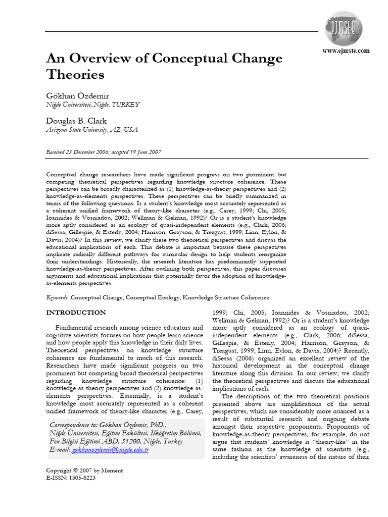 An Overview of Conceptual Change Theorie | PDF | Theory ...