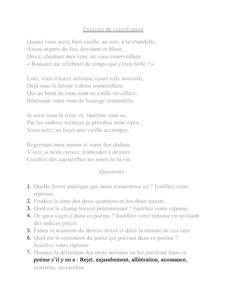 Exercice de Versification | PDF