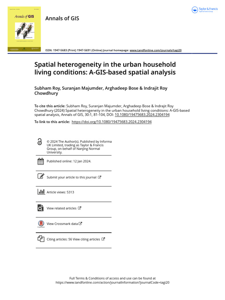 Spatial Heterogeneity in The Urban Household Living Conditions a-GIS ...