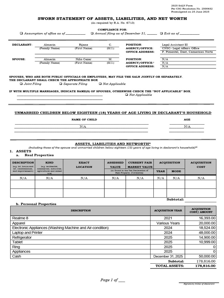 2025 Saln Form | PDF