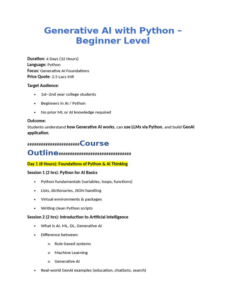 Foundation Course-Generative AI With Python | PDF | Artificial ...