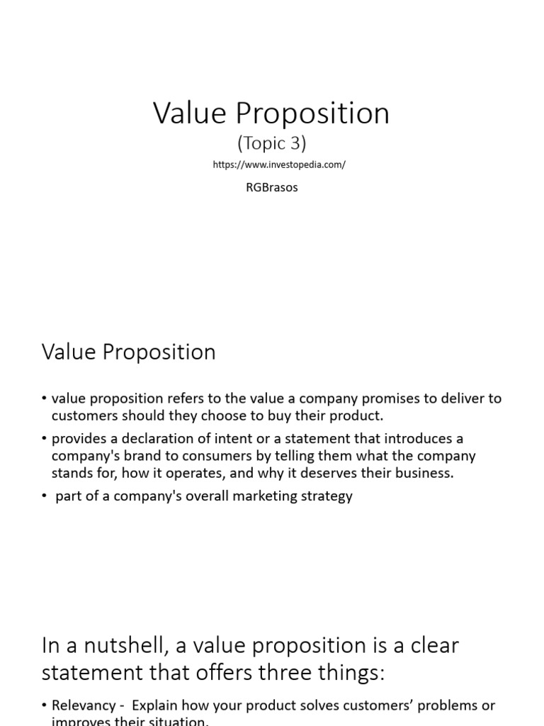 Topic 3 Value Proposition | PDF
