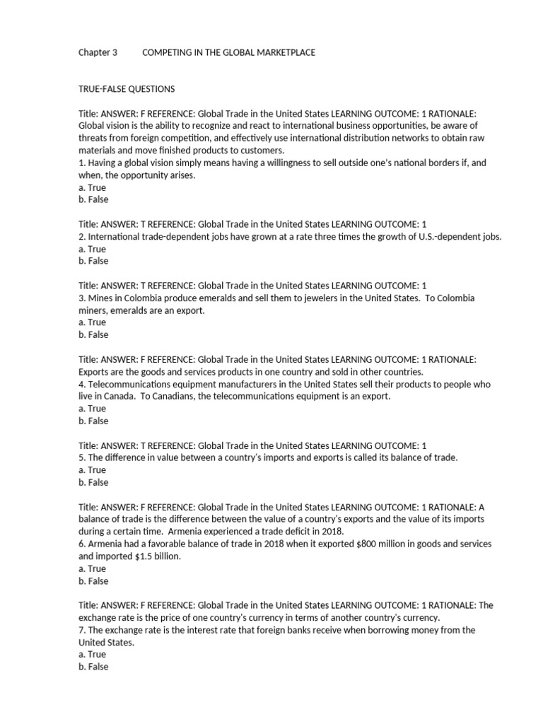 IntroductiontoBusiness TB Ch03 | PDF | Balance Of Trade | Balance Of ...