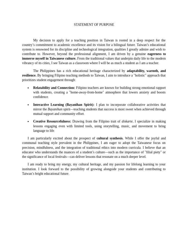 Statement of Purpose | PDF