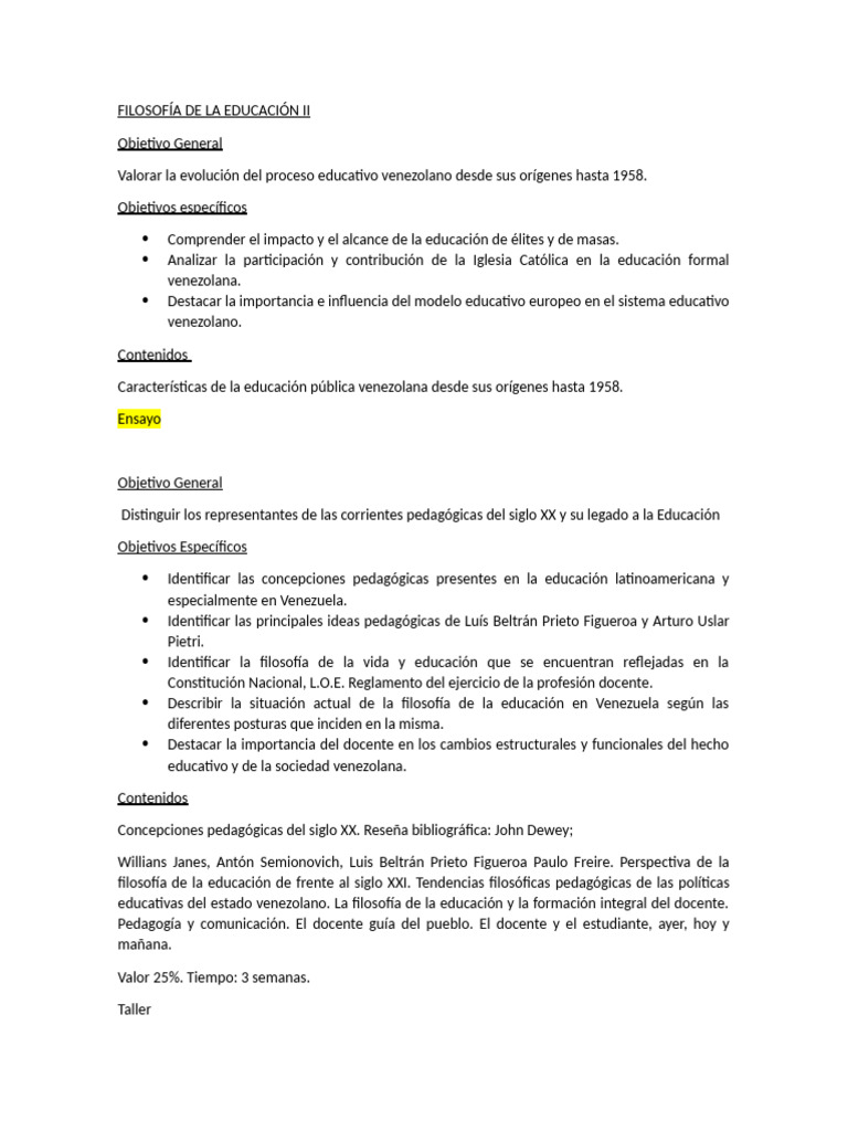 Filosofía de A Educación II Plan | PDF | Plan de estudios | Educación ...
