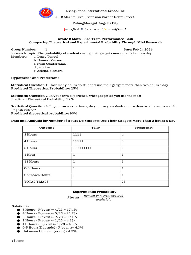 Copy of Grade 8 Perfomance Task Template | PDF