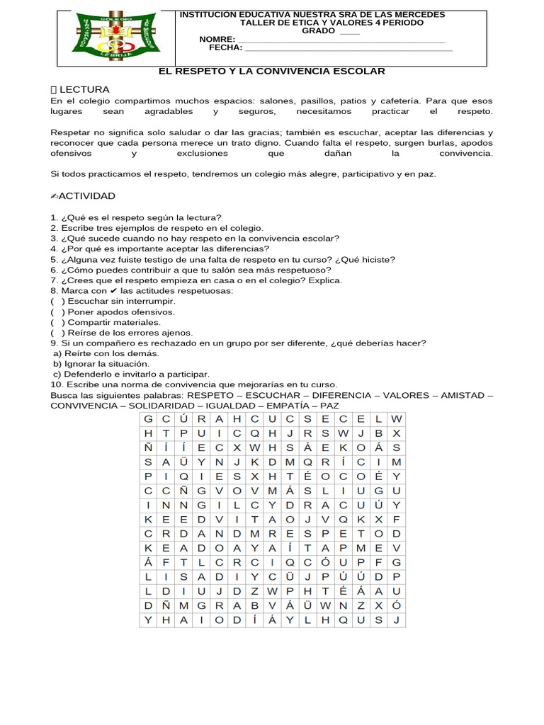 El Respeto y La Convivencia Escolar | PDF