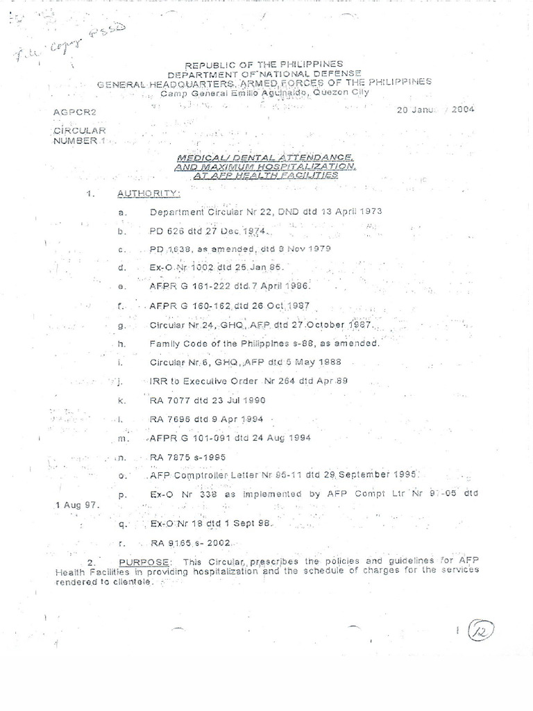 Circular NR 01 GHQ AFP Dated 20 January 2004 - Medical-Dental ...