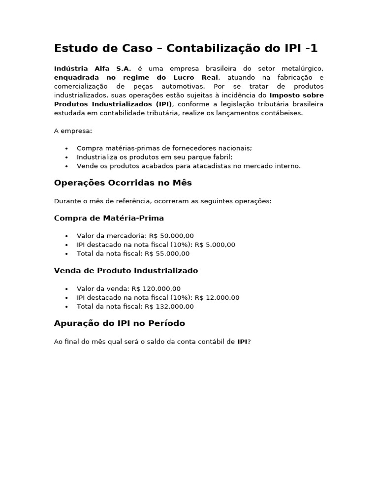 Atividade Sobre IPI | PDF