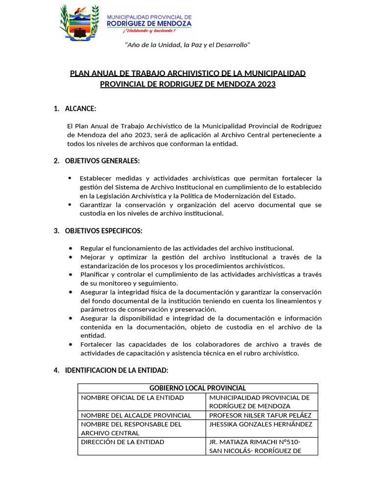 Plan Anual Archivo 2023 | PDF | Archivo | Gobierno local