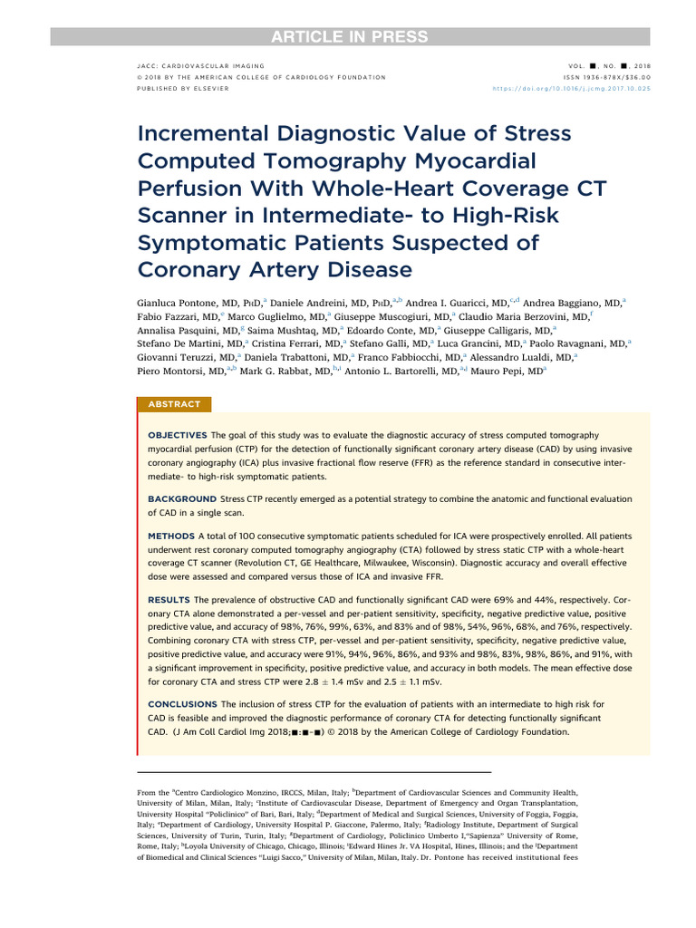 Incremental Diagnostic Value of Stress Computed Tomography Myocardial ...