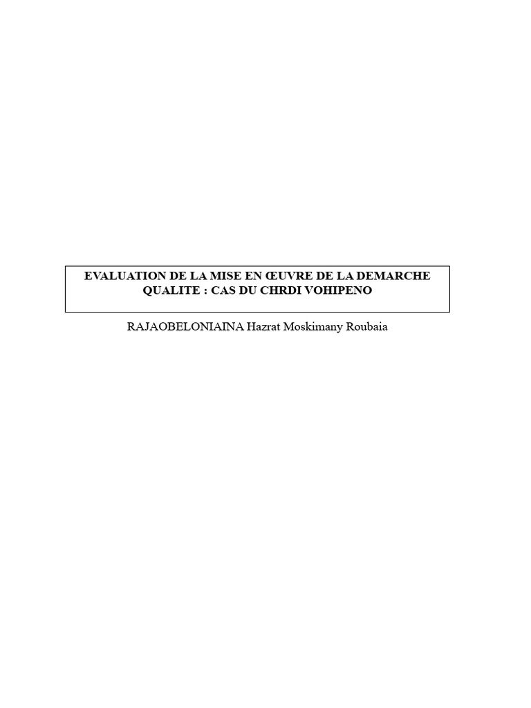 Evaluation de La Mise en Œuvre de La Demarche Qualite-Isfpp | PDF ...