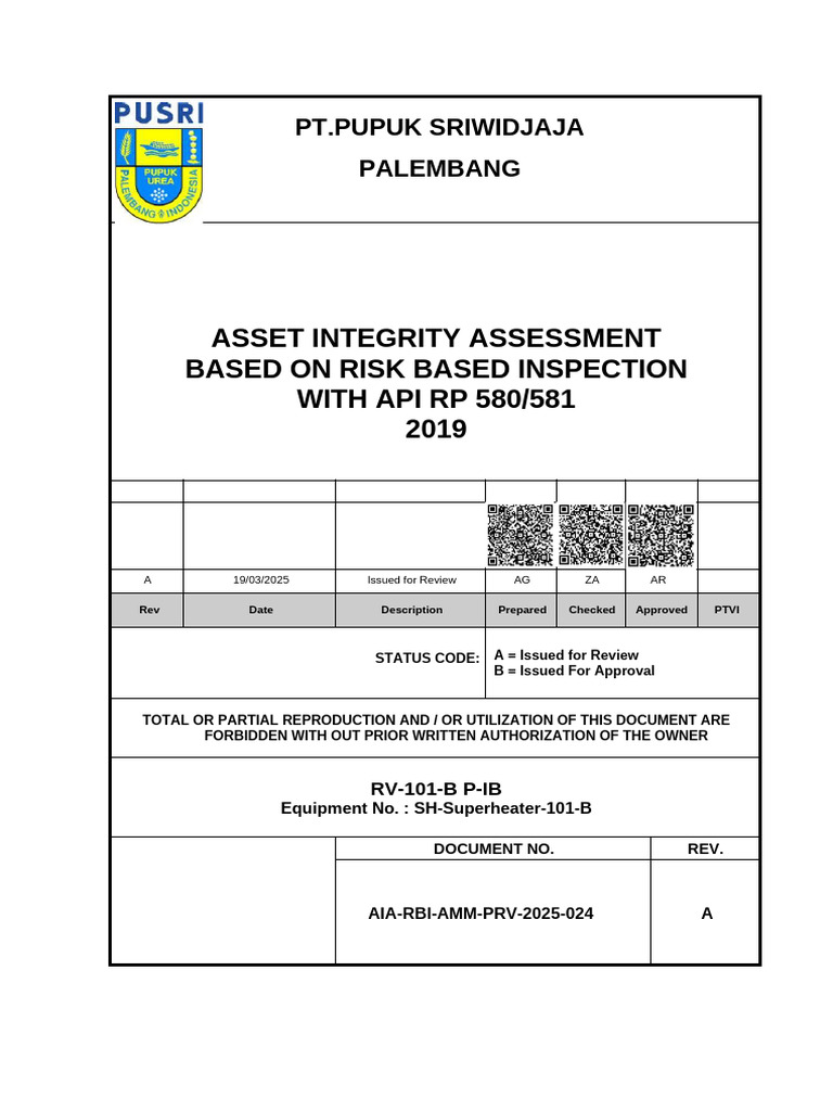 24. Report Analisis Rbi Rv-101-b Pusri | PDF | Steam | Valve