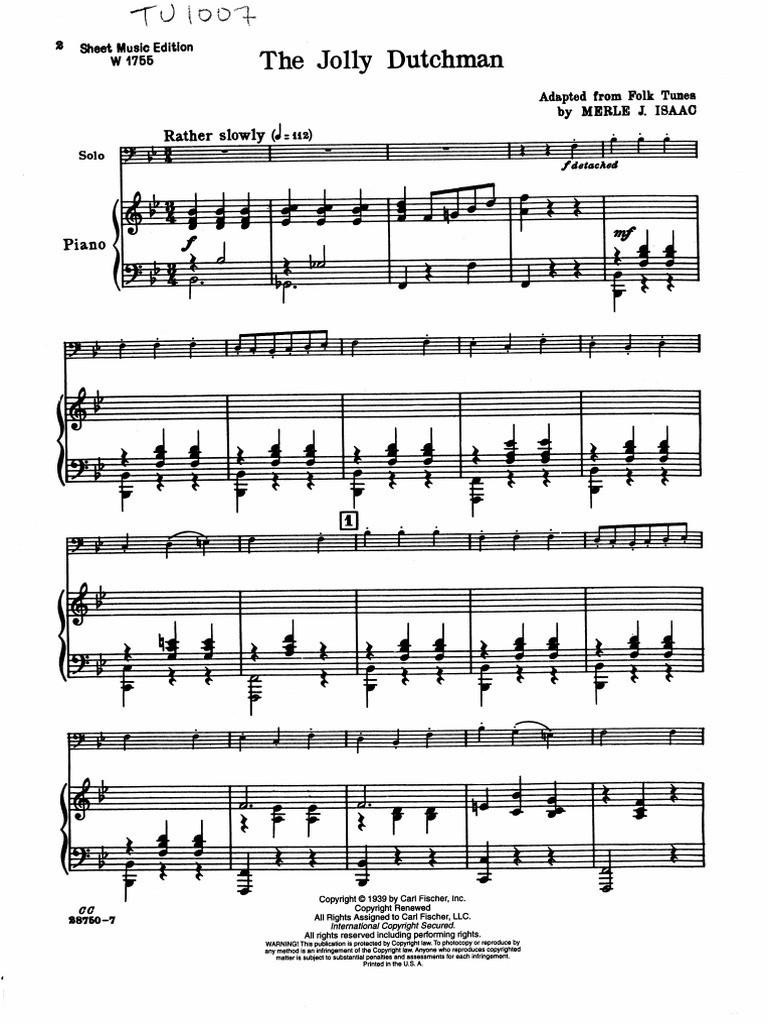 Isaac - The Jolly Dutchman Pno | PDF
