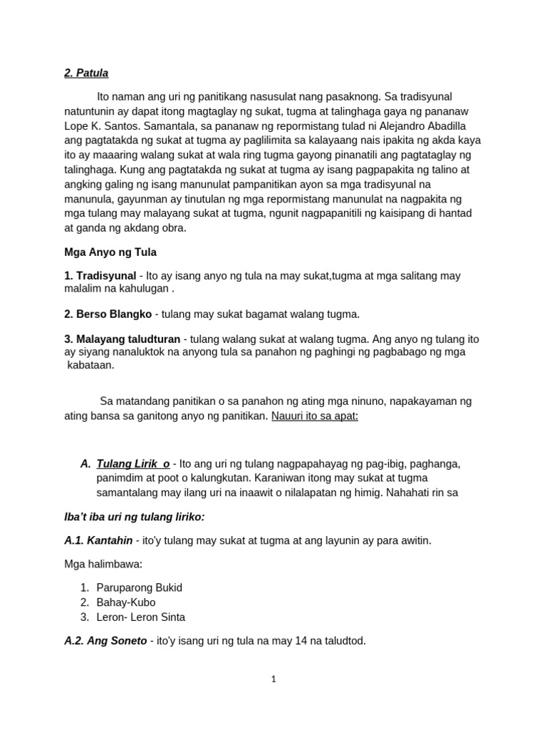 Akdang Patula | PDF