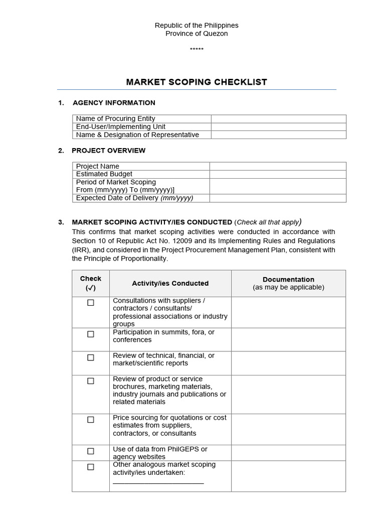 Market Scoping Form | PDF | Business