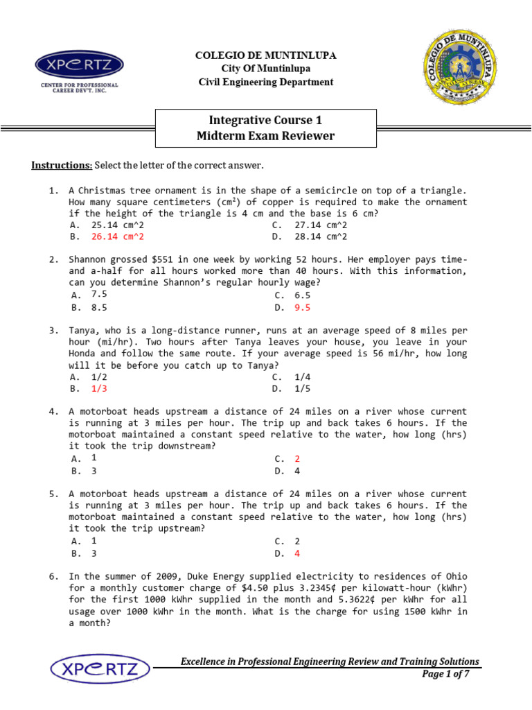 2S2526 CDM Integ 1 Reviewer | PDF | Area | Length