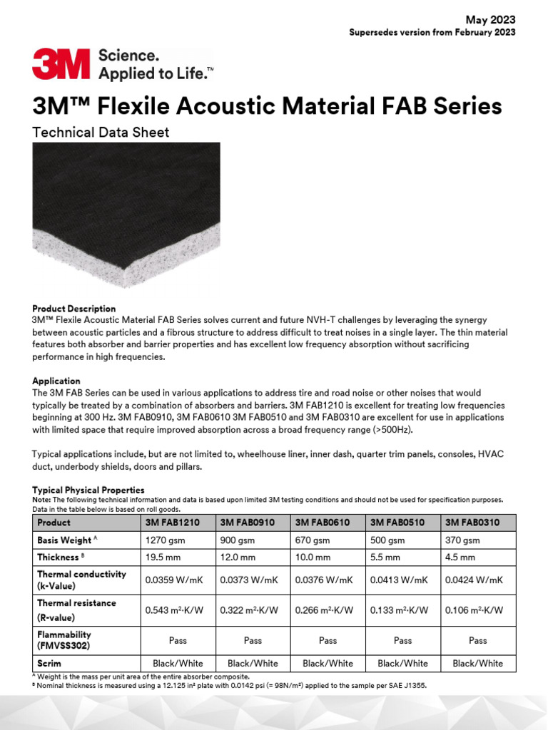3M Flexile Acoustic Material FAB Series Preliminary TDS Final | PDF ...