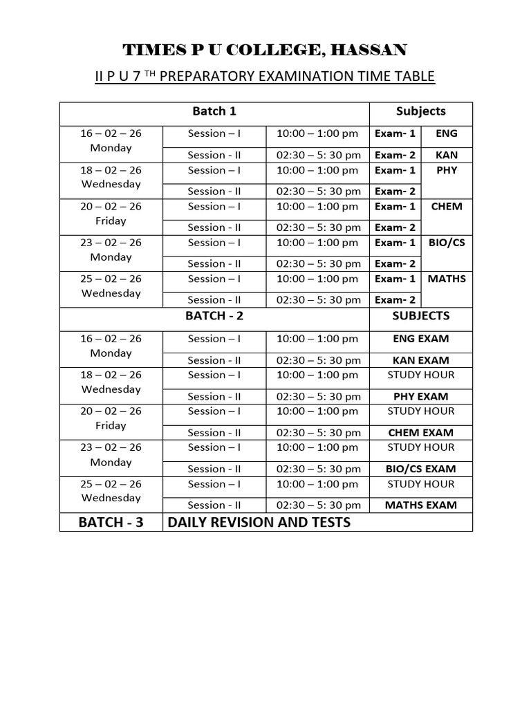 Jan Pre Timetable | PDF | Tests | Educational Assessment And Evaluation