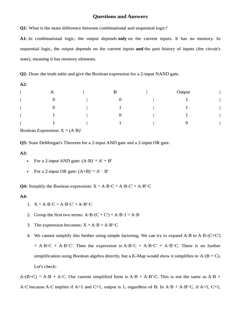 Chapter 2 - Questions and Answers - 091239 | PDF | Logic Gate | Logic