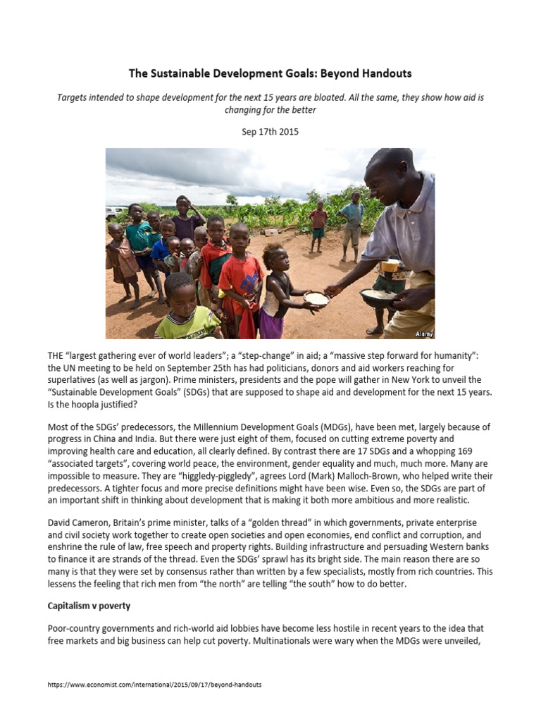 The Sustainable Development Goals - Beyond Handouts - Article | PDF ...