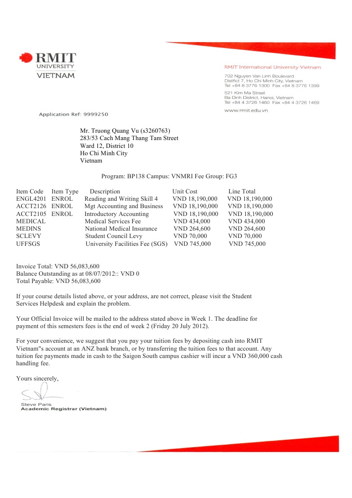 Student Fee Invoice Details | PDF | Ho Chi Minh City | Financial Services