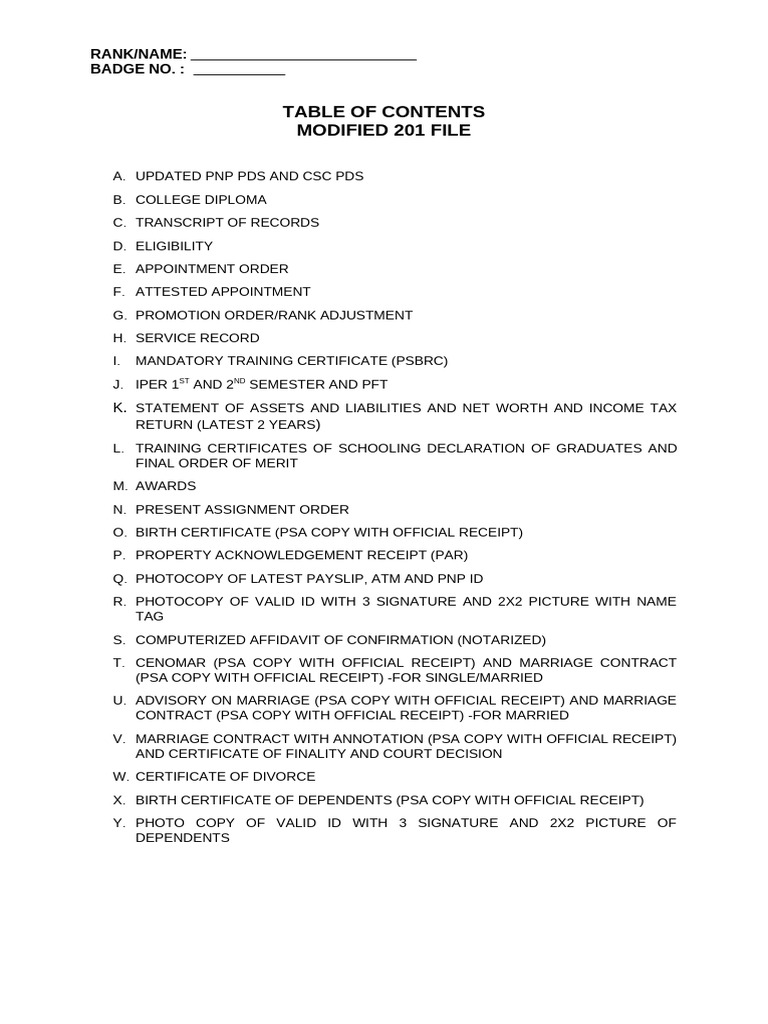 Table of Contents 201 File | PDF