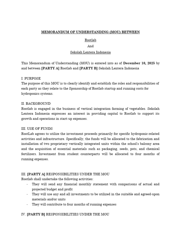 Memorandum of Understanding (Mou) Between | PDF