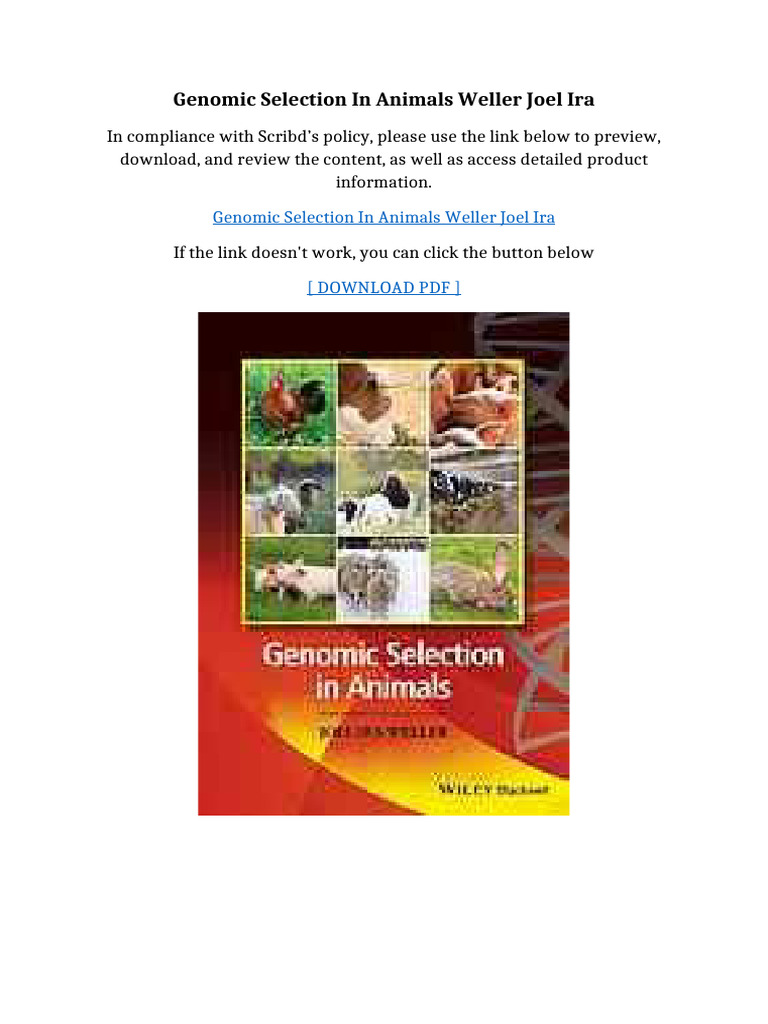 Genomic Selection In Animals Weller Joel Ira updated 2025 | PDF | Qr Code