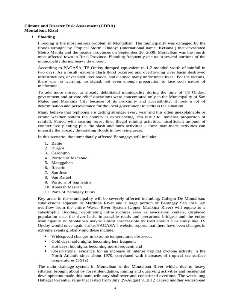 Climate and Disaster Risk Assessment | PDF | Erosion | Flood