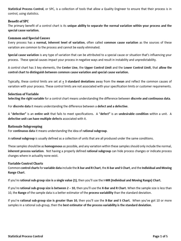 SPC Cheat Sheet | PDF | Sampling (Statistics) | Statistical Theory