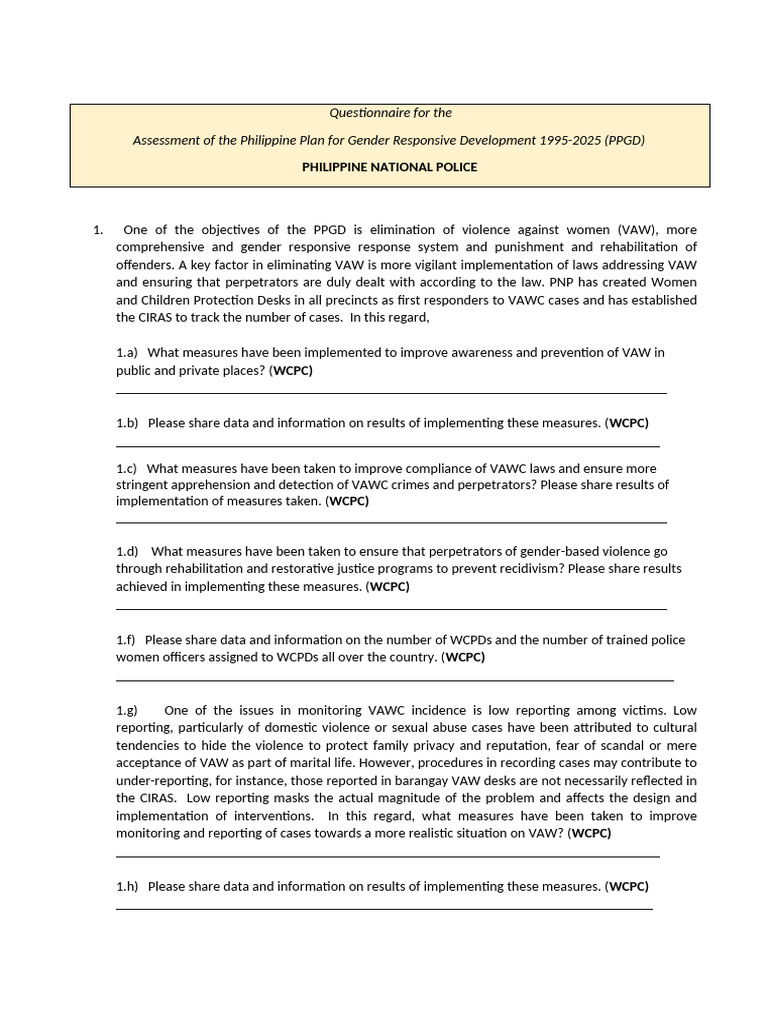 Questionnaire For The PNP | PDF | Violence | Domestic Violence