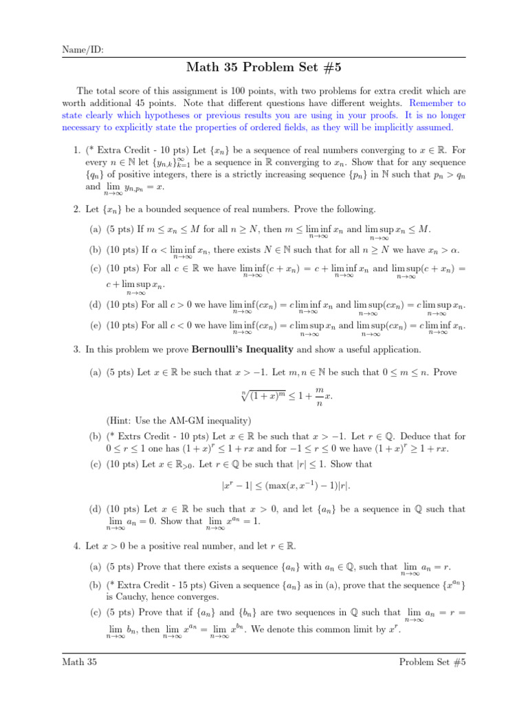 Problem+Set+5 | PDF | Sequence | Real Number