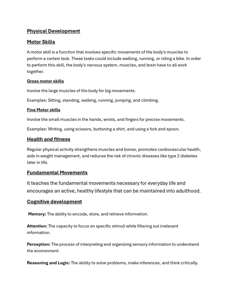 UNIT 1 - Role of Physical Education in Child Development | PDF ...