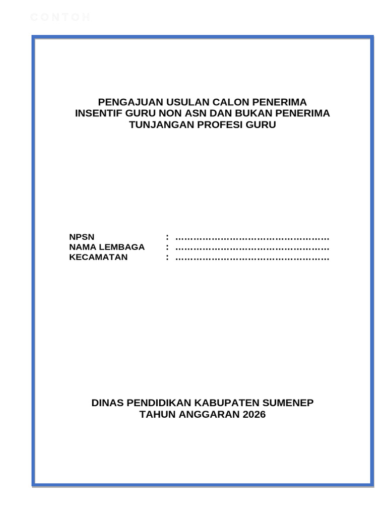 Contoh Format Usulan Insentif 2026 | PDF