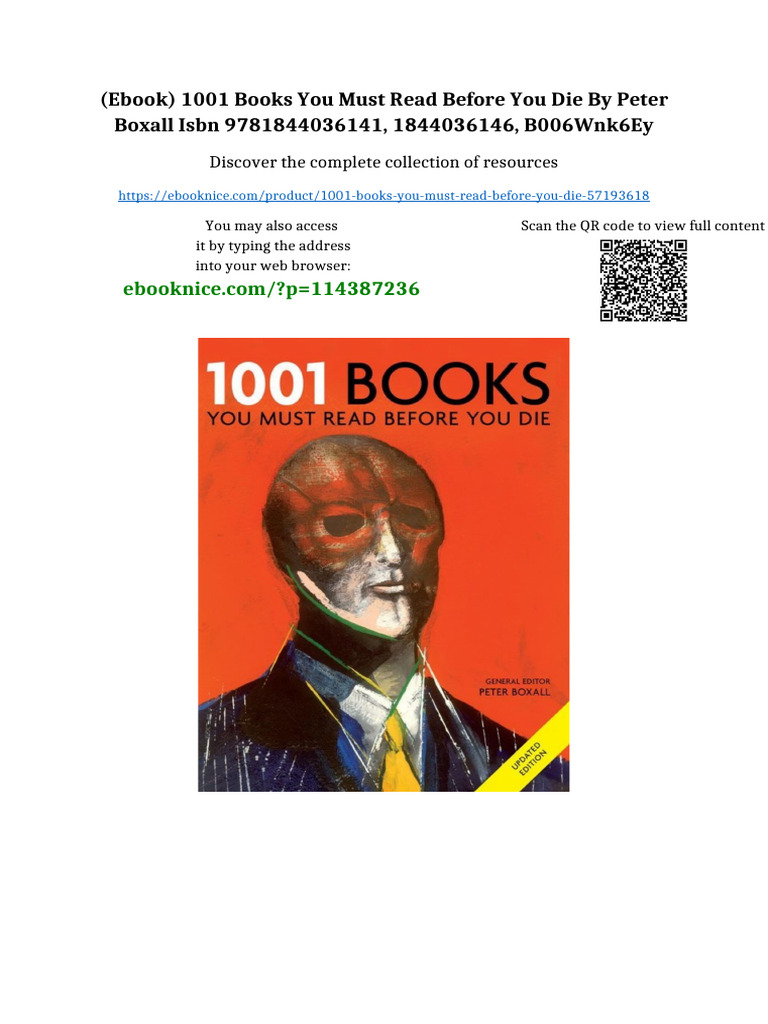 (Ebook) 1001 Books You Must Read Before You Die by Peter Boxall ISBN ...