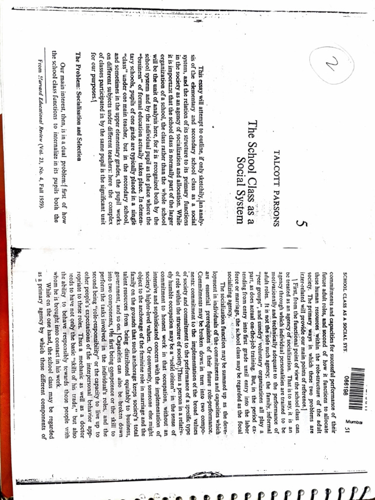 School Class As A Social System | PDF