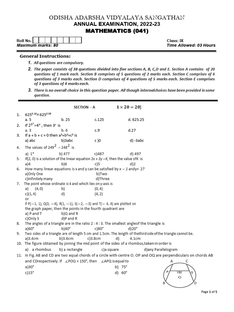 Ix Qp Mathematics Annual 2023 | PDF | Area | Triangle