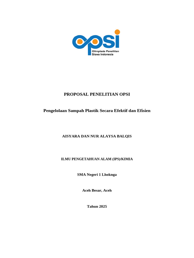 Proposal Opsi Sman 1 Lhoknga 2025 | PDF