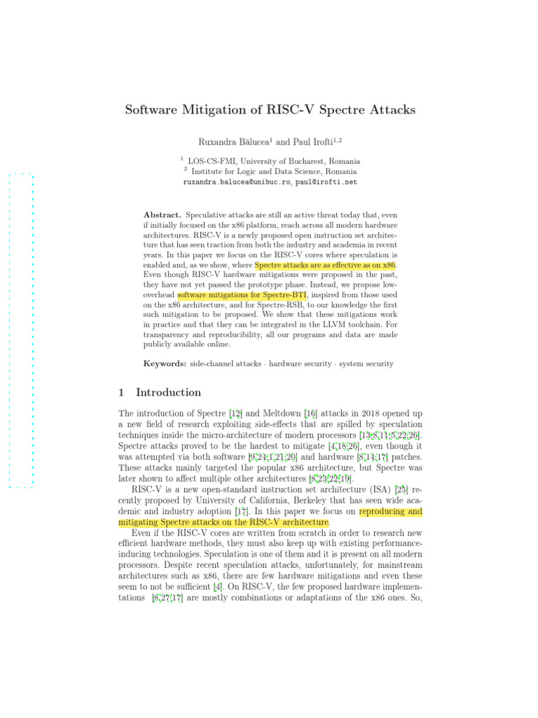 Software Mitigation of RISC-V Spectre Attacks | PDF | Cpu Cache ...