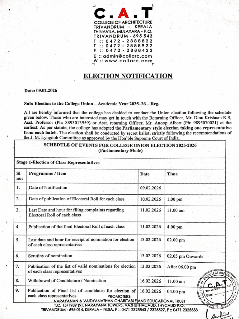 College Union Election Notification 2025-26 | PDF | Elections ...
