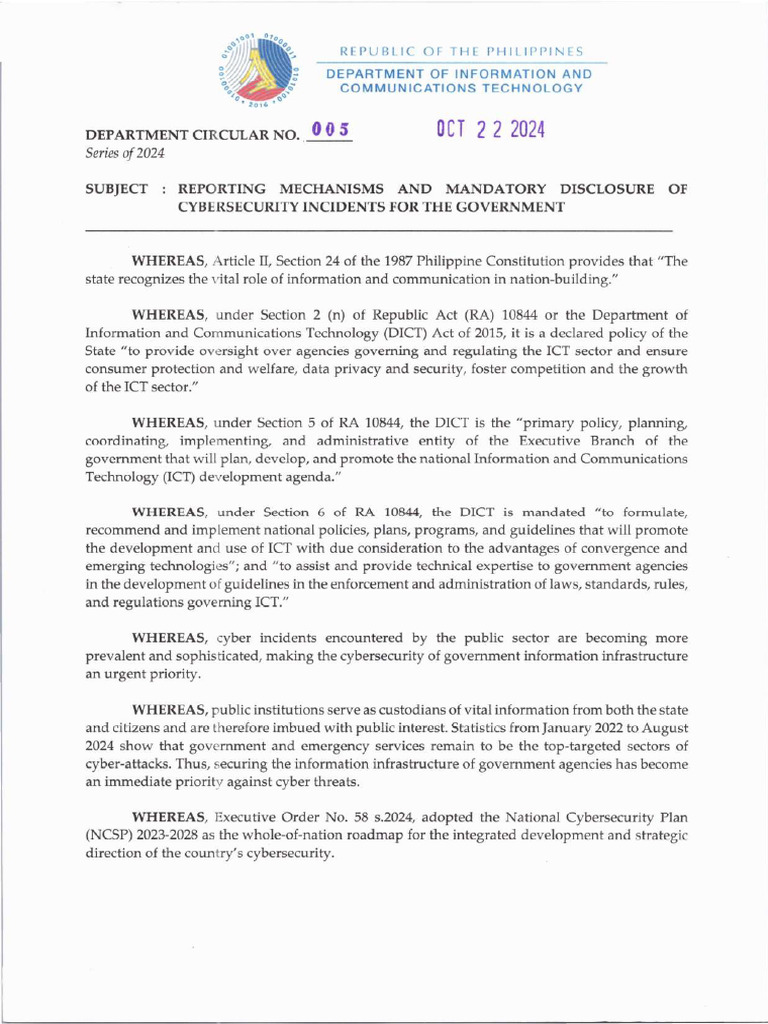 Department Circular No. 005 S. 2024 | PDF
