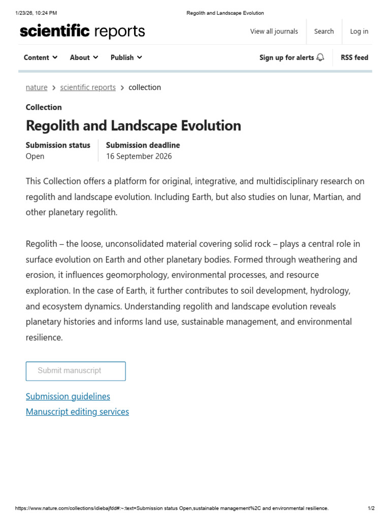 Regolith and Landscape Evolution | PDF